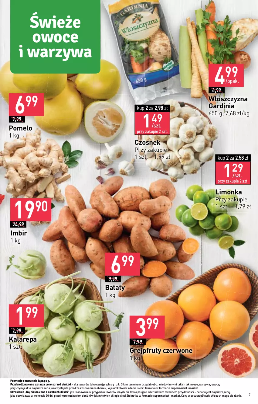 Gazetka promocyjna Stokrotka - Market - ważna 15.02 do 21.02.2024 - strona 9 - produkty: Czosnek, Grejpfrut, Imbir, Limonka, Mięso, Owoce, Pomelo, Warzywa