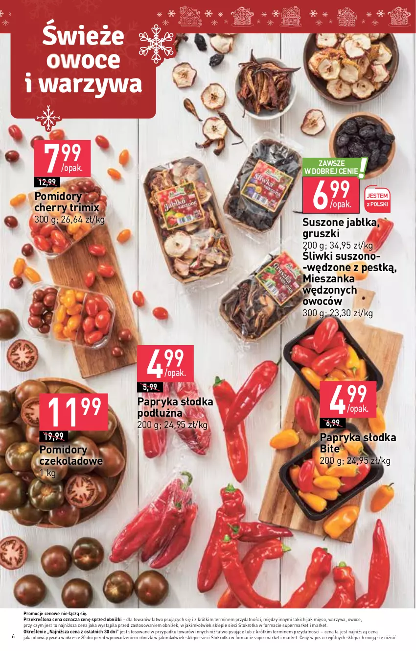 Gazetka promocyjna Stokrotka - Supermarket - ważna 07.12 do 13.12.2023 - strona 6 - produkty: Gruszki, Jabłka, Mięso, Owoce, Papryka, Papryka słodka, Pomidory, Warzywa