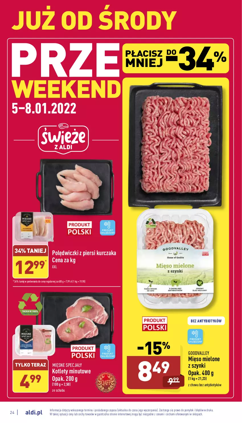 Gazetka promocyjna Aldi - Katalog spożywczy - ważna 03.01 do 08.01.2022 - strona 24 - produkty: Kotlet, Kurczak, Mięsne specjały, Mięso, Mięso mielone, Mięso mielone z szynki, Por, Tera