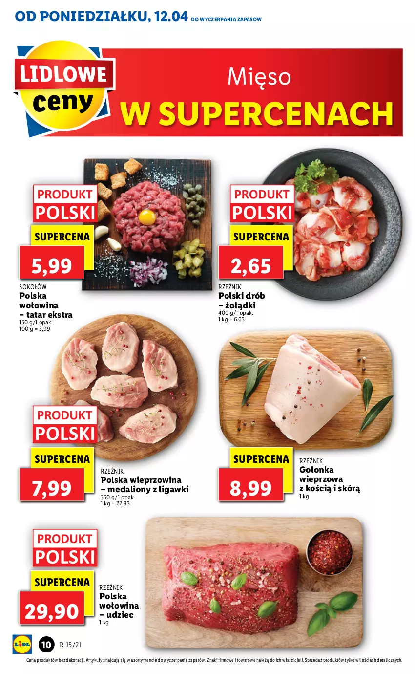 Gazetka promocyjna Lidl - GAZETKA - ważna 12.04 do 14.04.2021 - strona 10 - produkty: Drób, Golonka wieprzowa, Lion, Mięso, Sok, Sokołów, Wieprzowina, Wołowina