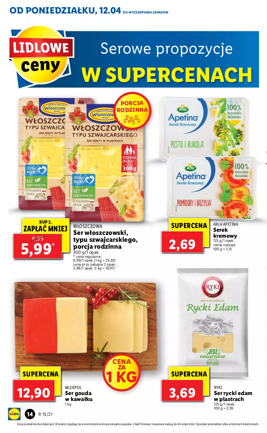 Gazetka promocyjna Lidl - GAZETKA - ważna 12.04 do 14.04.2021 - strona 14 - produkty: Cars, Edam, Gouda, Kawa, Por, Rycki Edam, Ser, Serek, Włoszczowski