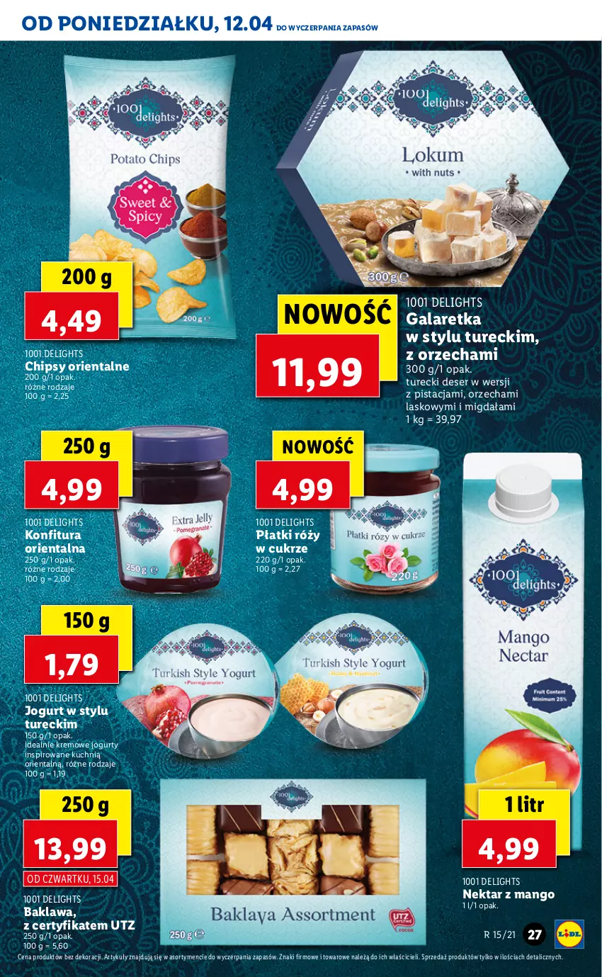 Gazetka promocyjna Lidl - GAZETKA - ważna 12.04 do 14.04.2021 - strona 27 - produkty: Chipsy, Deser, Gala, Galaretka, Jogurt, Konfitura, Mango, Nektar, Ser