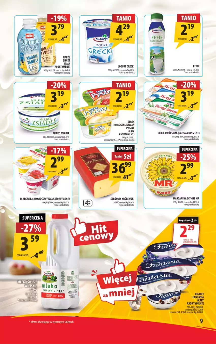 Gazetka promocyjna Arhelan - Gazetka - ważna 17.05 do 26.05.2024 - strona 9 - produkty: Danone, Fa, Jogurt, Kefir, Kefir naturalny, Królewski, Margaryna, Mleko, Mleko zsiadłe, Piątnica, Ser, Serek, Serek wiejski, Słynne, Twój Smak