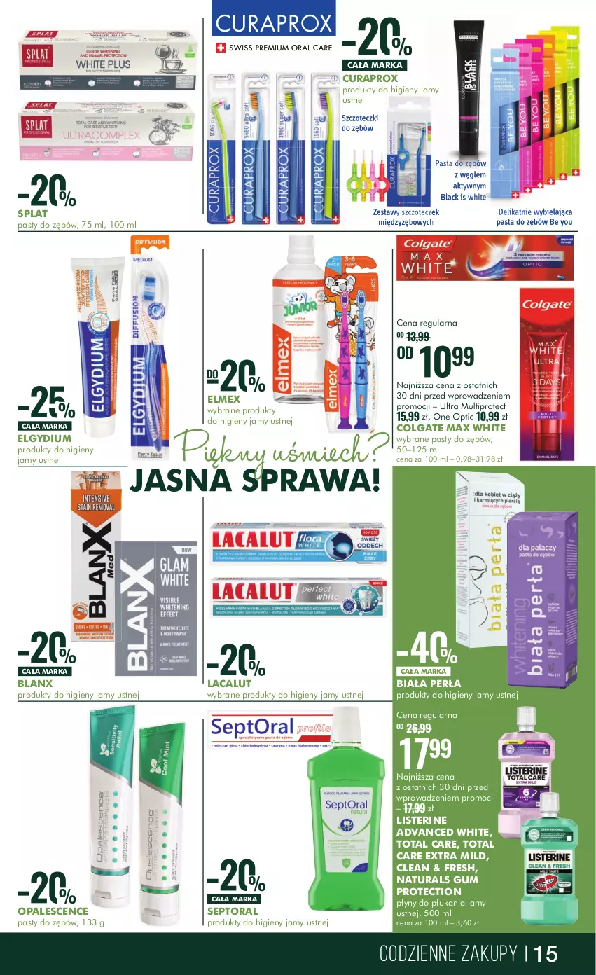 Gazetka promocyjna Super Pharm - Gazetka - ważna 26.09 do 13.10.2024 - strona 15 - produkty: Colgate, Curaprox, Elgydium, Elmex, Lacalut, LG, Listerine, Perła