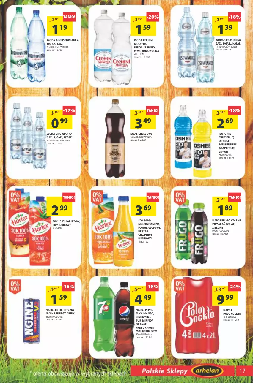 Gazetka promocyjna Arhelan - Gazetka - ważna 11.03 do 20.03.2022 - strona 17 - produkty: 7up, Chleb, Cisowianka, Gin, Gra, Grejpfrut, Hortex, Mango, Mirinda, Mus, Napój, Napój energetyczny, Nektar, Oshee, Pepsi, Rubin, Sok, Szyna, Tonik, Woda