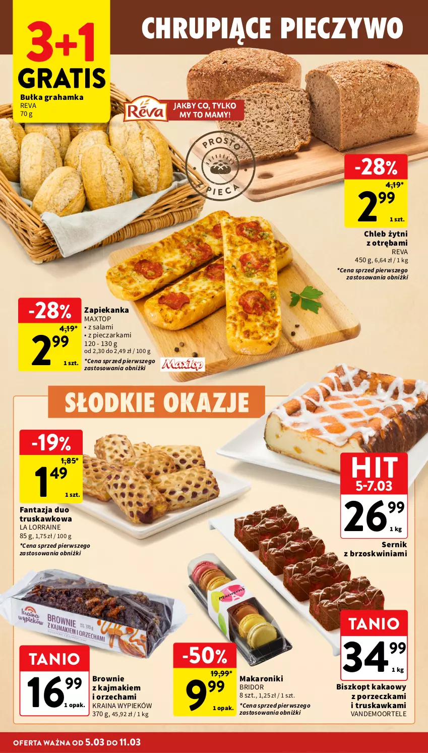 Gazetka promocyjna Intermarche - Gazetka Intermarche - ważna 05.03 do 11.03.2026 - strona 20 - produkty: Brownie, Bułka, Bułka grahamka, Chleb, Fa, Fanta, Gra, Kakao, Makaron, Piec, Pieczarka, Pieczywo, Por, Salami, Ser, Top, Zapiekanka