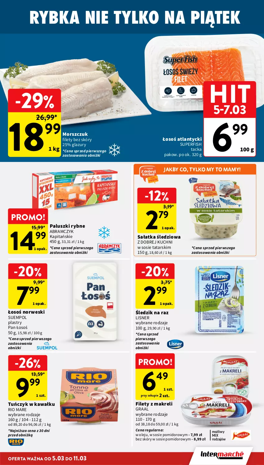 Gazetka promocyjna Intermarche - Gazetka Intermarche - ważna 05.03 do 11.03.2026 - strona 21 - produkty: Gra, Graal, Kawa, Lazur, Lisner, Olej, Paluszki rybne, Rio Mare, Sałat, Sałatka, Sos, Suempol, Tuńczyk