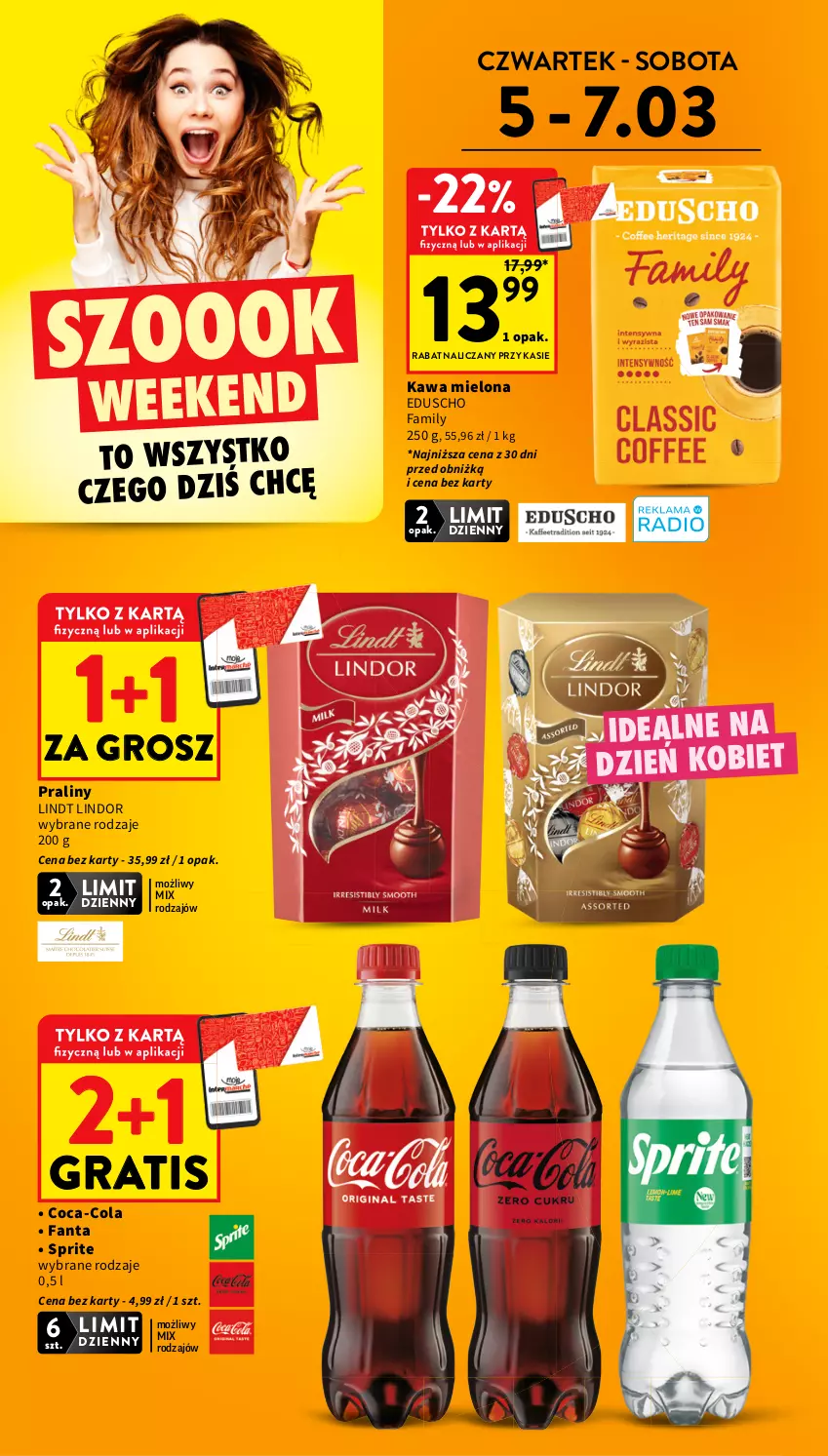 Gazetka promocyjna Intermarche - Gazetka Intermarche - ważna 05.03 do 11.03.2026 - strona 4 - produkty: Coca-Cola, Fa, Fanta, Gra, Kawa, Kawa mielona, Lindor, Lindt, Praliny, Sprite