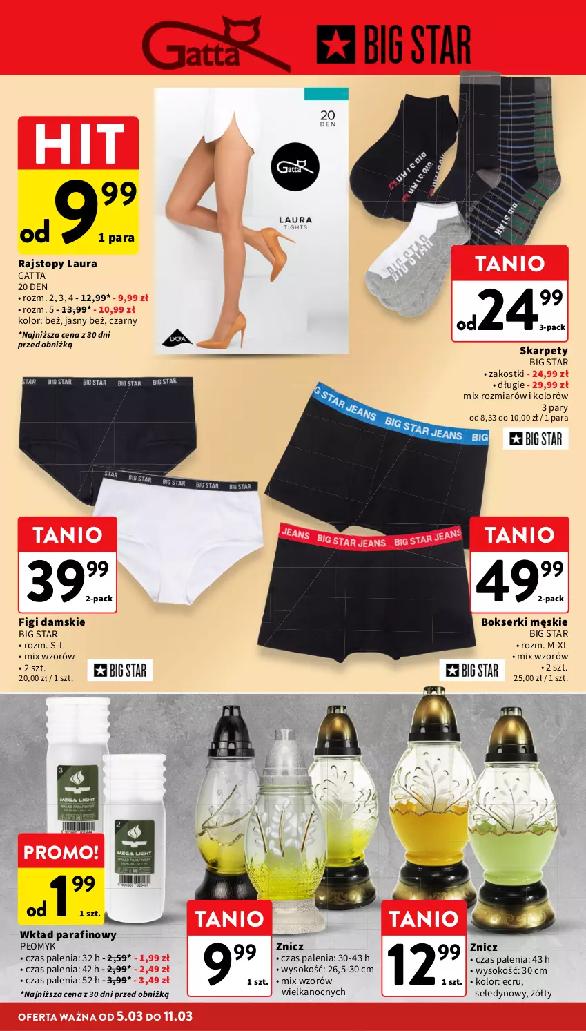 Gazetka promocyjna Intermarche - Gazetka Intermarche - ważna 05.03 do 11.03.2026 - strona 40 - produkty: Bokserki, Figi, Gatta, Karp, Laur, Rajstopy, Ser, Sok, Top, Znicz