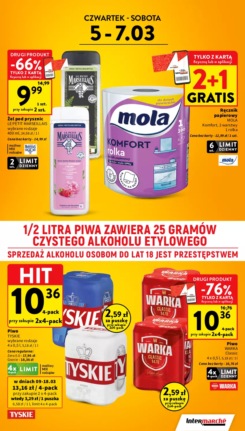 Gazetka promocyjna Intermarche - Gazetka Intermarche - ważna 05.03 do 11.03.2026 - strona 5 - produkty: Gra, Mars, Mola, Papier, Piwa, Piwo, Ręcznik, Tyskie, Warka