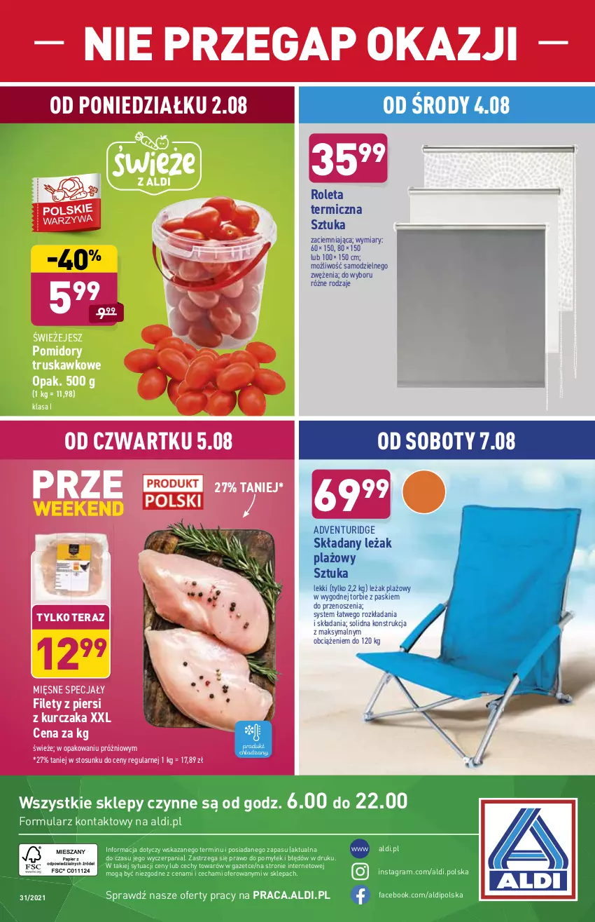 Gazetka promocyjna Aldi - OKAZJE DLA CIEBIE I DOMU - ważna 04.08 do 07.08.2021 - strona 11 - produkty: Fa, Gra, Kurczak, Mięsne specjały, Pomidory, Roleta, Tera