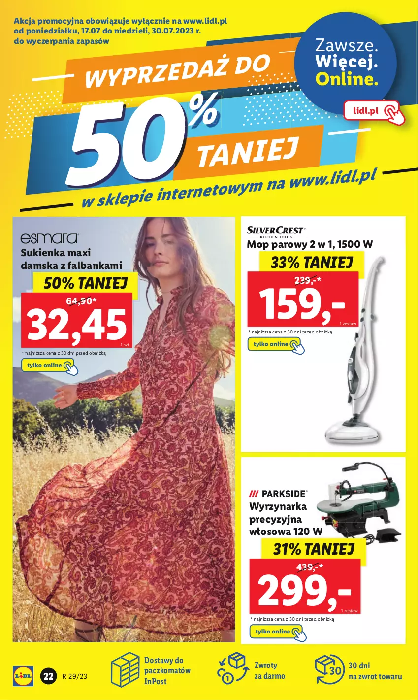 Gazetka promocyjna Lidl - GAZETKA - ważna 17.07 do 22.07.2023 - strona 29 - produkty: Fa, Mop, Mop parowy, Sukienka, Wyrzynarka