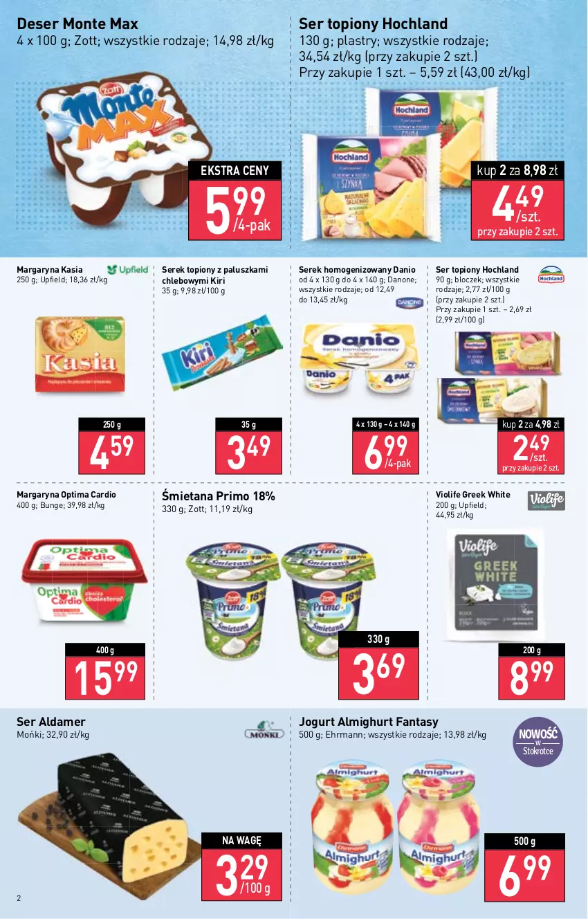 Gazetka promocyjna Stokrotka - Supermarket - ważna 13.10 do 19.10.2022 - strona 2 - produkty: Chleb, Danio, Danone, Deser, Fa, Fanta, Hochland, Jogurt, Kasia, Margaryna, Monte, Optima, Optima Cardio, Ser, Ser topiony, Serek, Serek homogenizowany, Top, Zott