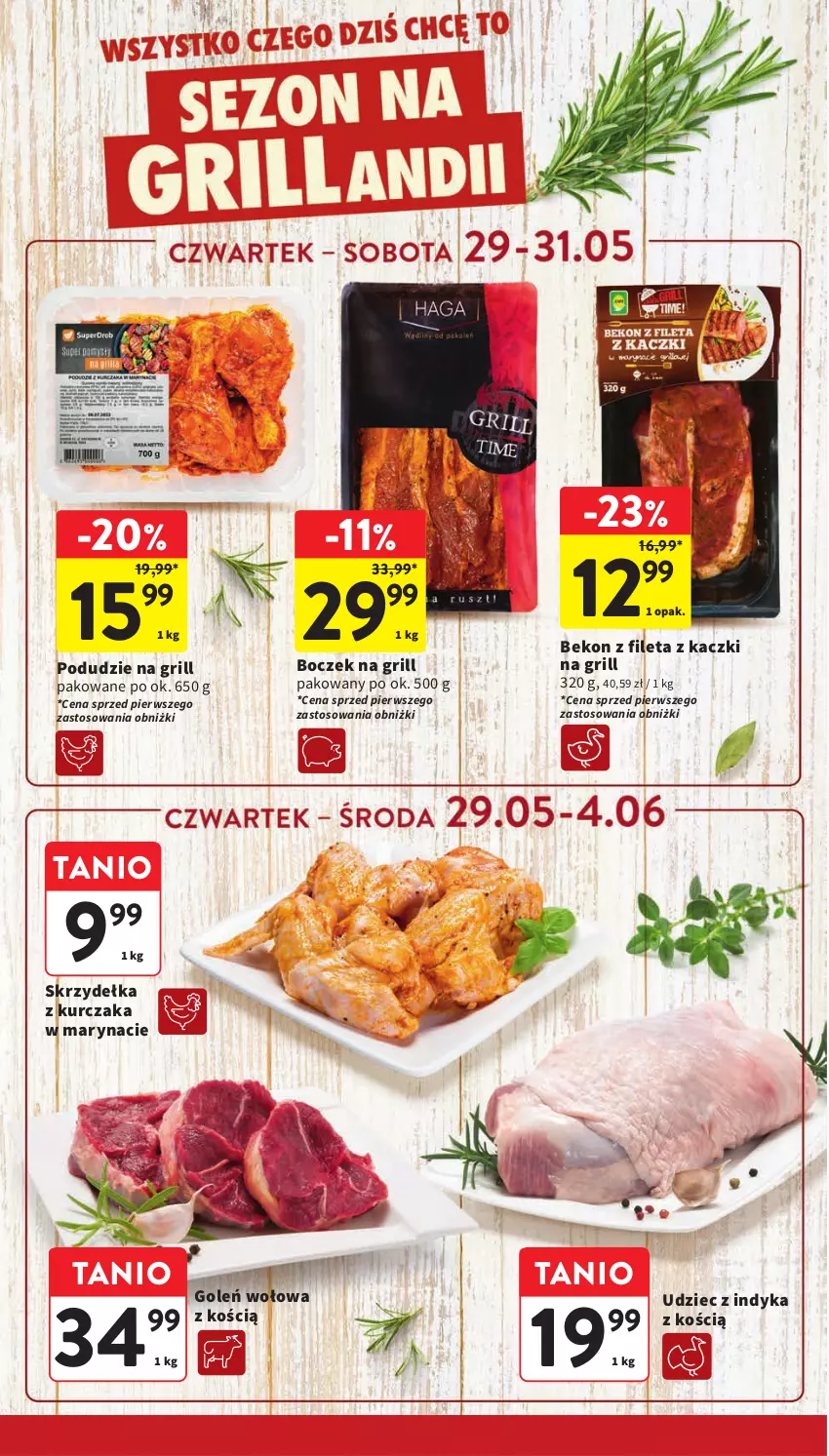 Gazetka promocyjna Intermarche - Gazetka Intermarche - ważna 29.05 do 04.06.2025 - strona 18 - produkty: Beko, Boczek, Grill, Kurczak, Skrzydełka z kurczaka, Udziec z indyka