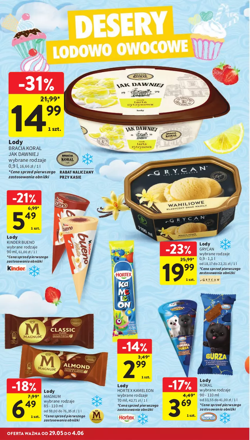 Gazetka promocyjna Intermarche - Gazetka Intermarche - ważna 29.05 do 04.06.2025 - strona 32 - produkty: Eleo, Gry, Hortex, Kinder, Kinder Bueno, Leon, Lody