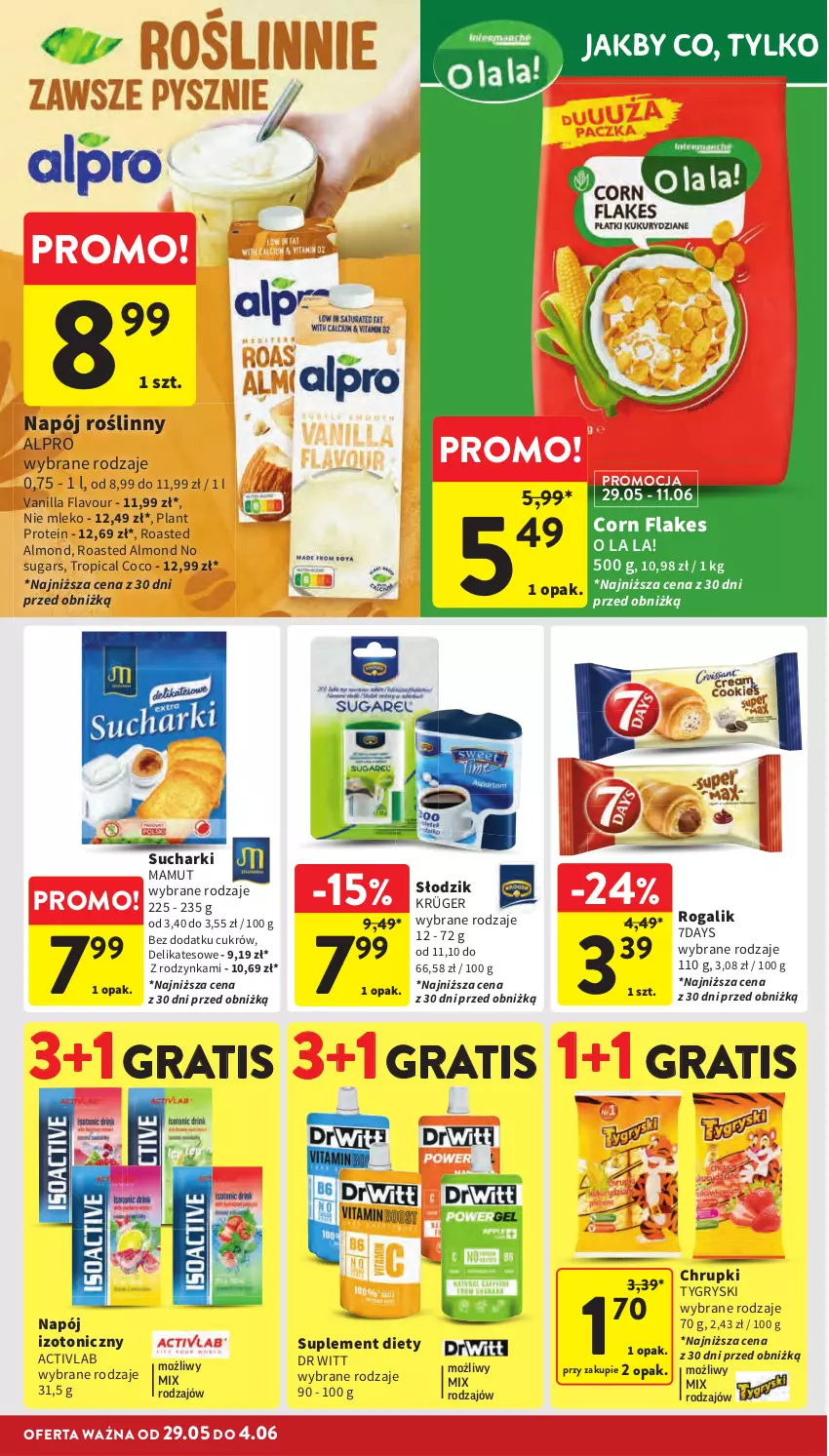 Gazetka promocyjna Intermarche - Gazetka Intermarche - ważna 29.05 do 04.06.2025 - strona 36 - produkty: Alpro, Chrupki, Corn flakes, Gra, Gry, Mleko, Napój, Napój izotoniczny, Napój roślinny, Rogal, Suplement diety, Tropical