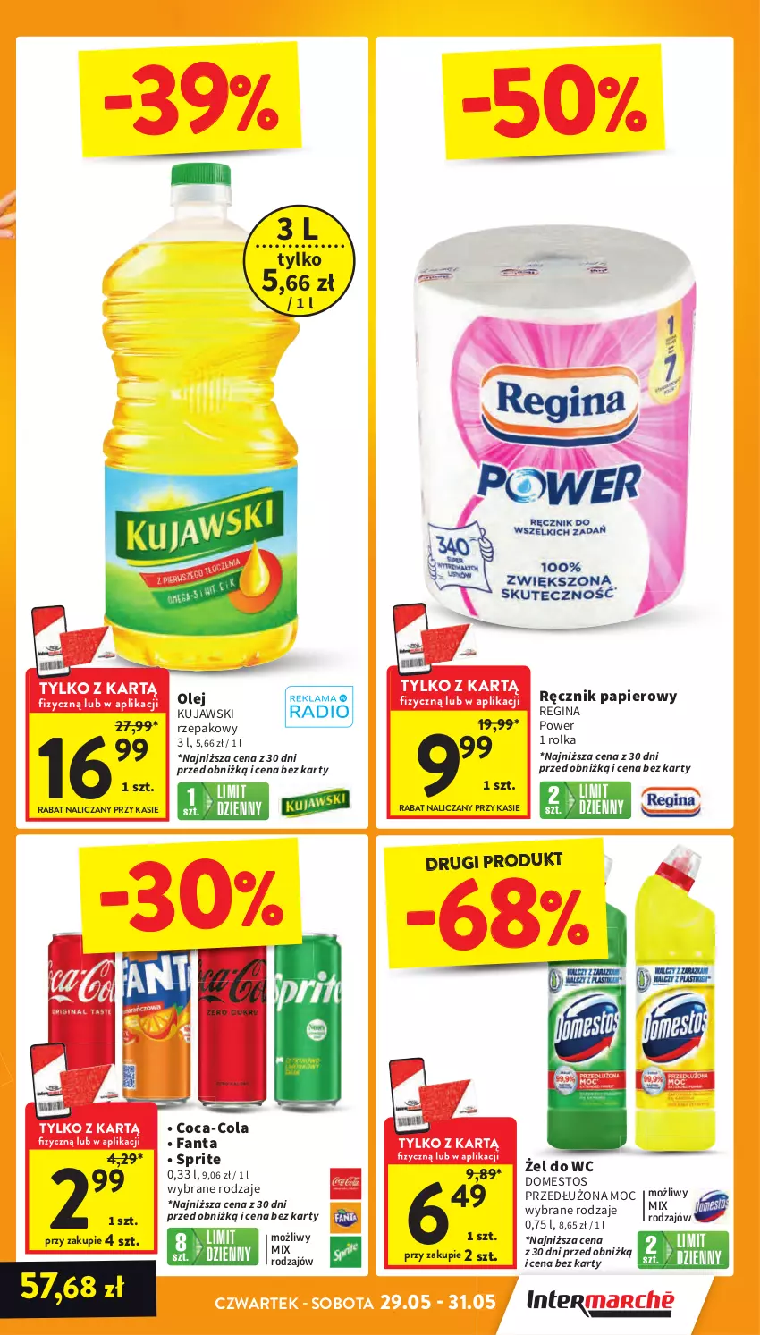 Gazetka promocyjna Intermarche - Gazetka Intermarche - ważna 29.05 do 04.06.2025 - strona 9 - produkty: Coca-Cola, Domestos, Fa, Fanta, Gin, Kujawski, Olej, Papier, Ręcznik, Sprite