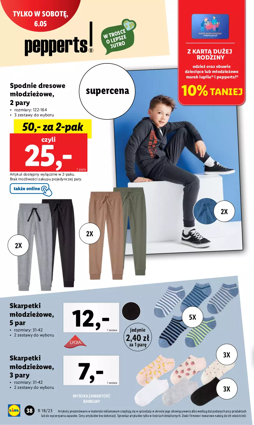 Gazetka promocyjna Lidl - GAZETKA - ważna 02.05 do 06.05.2023 - strona 50 - produkty: Dres, Dzieci, Karp, Obuwie, Skarpetki, Sok, Spodnie, Spodnie dresowe