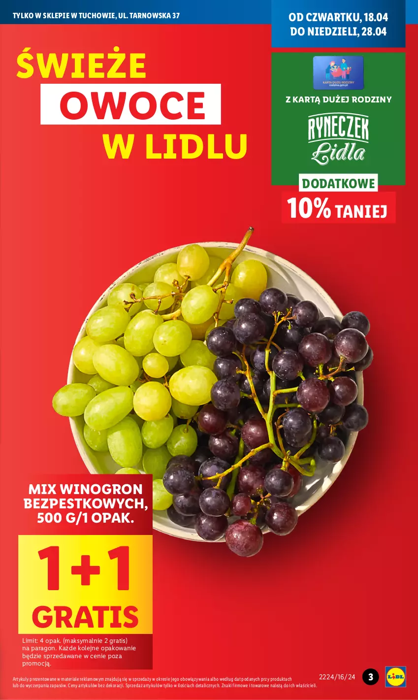 Gazetka promocyjna Lidl - Nowy Lidl w Tuchowie - ważna 18.04 do 28.04.2024 - strona 3 - produkty: Chleb, Gra, Olej, Owoce, Ser, Wino