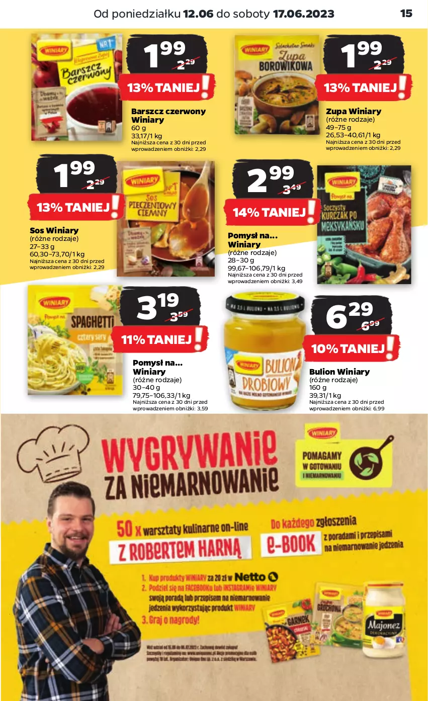 Gazetka promocyjna Netto - Artykuły spożywcze - ważna 12.06 do 17.06.2023 - strona 15 - produkty: Bulion, Lion, Sos, Winiary, Zupa