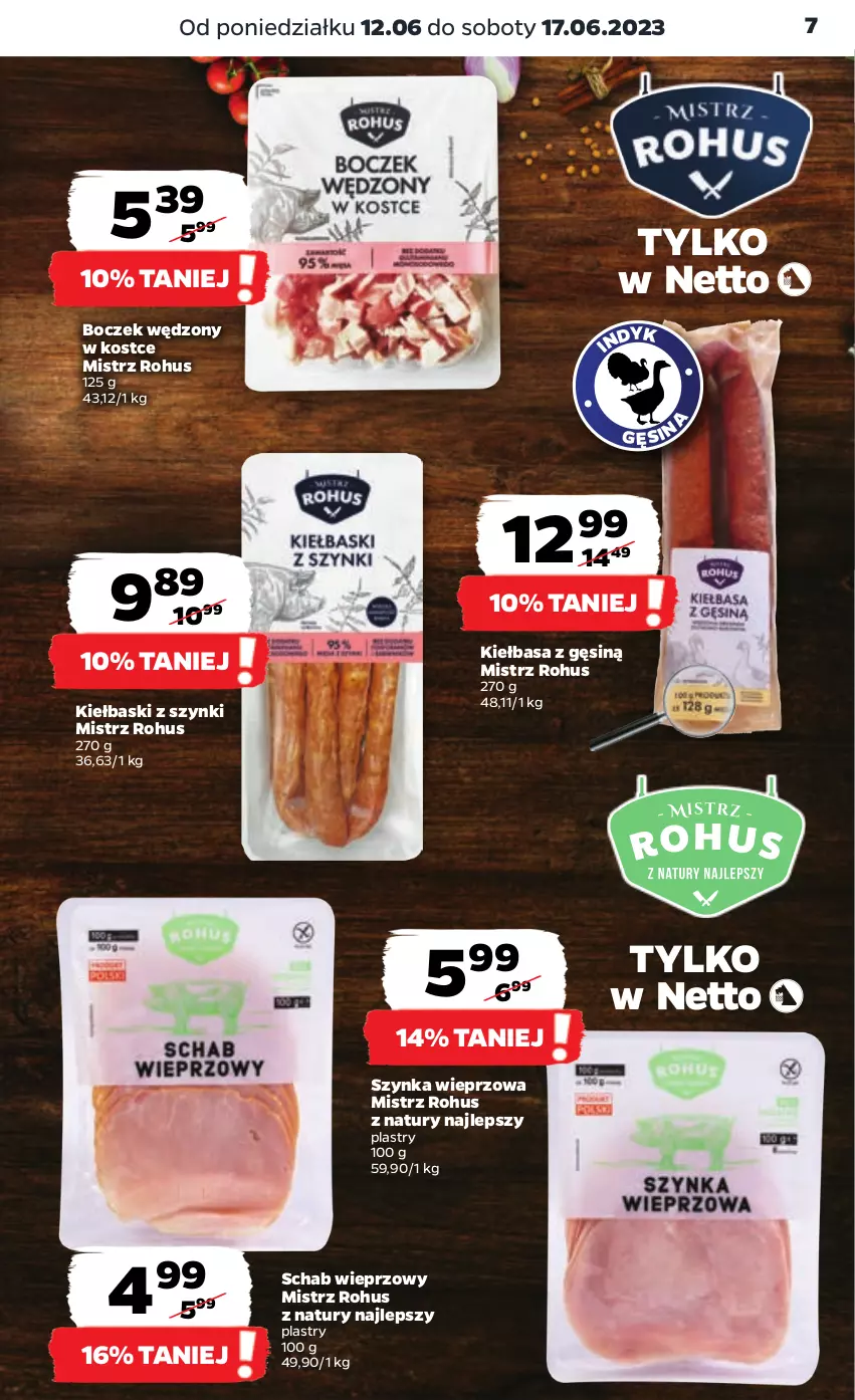 Gazetka promocyjna Netto - Artykuły spożywcze - ważna 12.06 do 17.06.2023 - strona 7 - produkty: Boczek, Kiełbasa, Schab wieprzowy, Szynka, Szynka wieprzowa