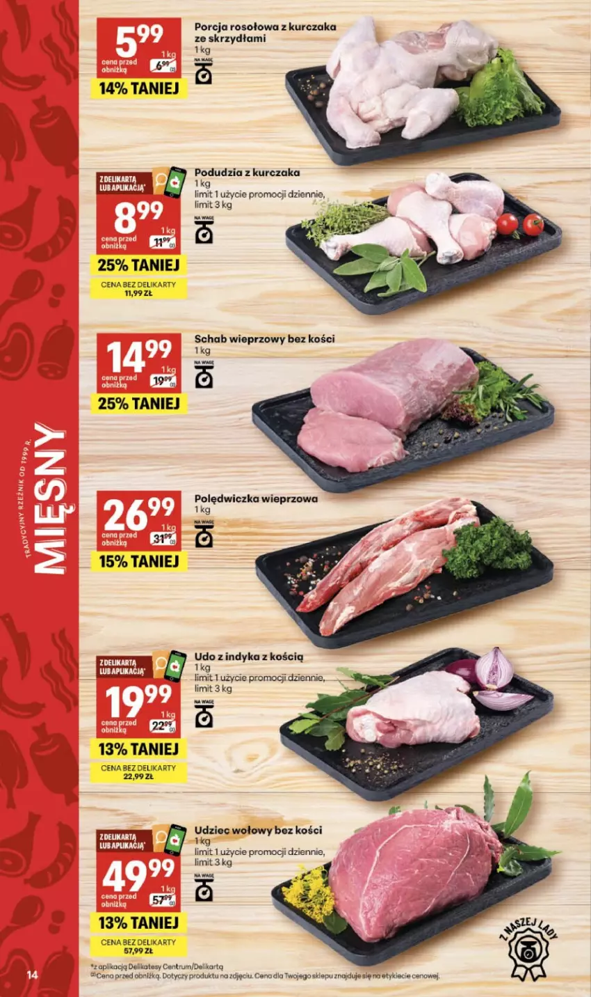 Gazetka promocyjna Delikatesy Centrum - Franczyza DC28 Czwartek - ważna 09.07 do 15.07.2026 - strona 14 - produkty: Kurczak, Polędwiczka wieprzowa, Por, Rum, Schab wieprzowy, Udziec wołowy