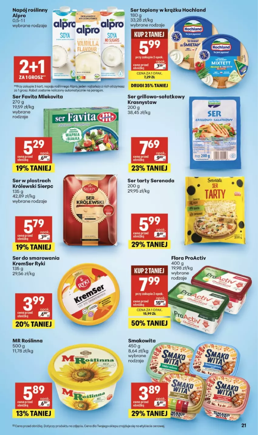 Gazetka promocyjna Delikatesy Centrum - Franczyza DC28 Czwartek - ważna 09.07 do 15.07.2026 - strona 21 - produkty: Alpro, Fa, Favita, Flora, Grill, Hochland, Królewski, Napój, Napój roślinny, Sałat, Ser, Ser topiony, Smakowita, Top