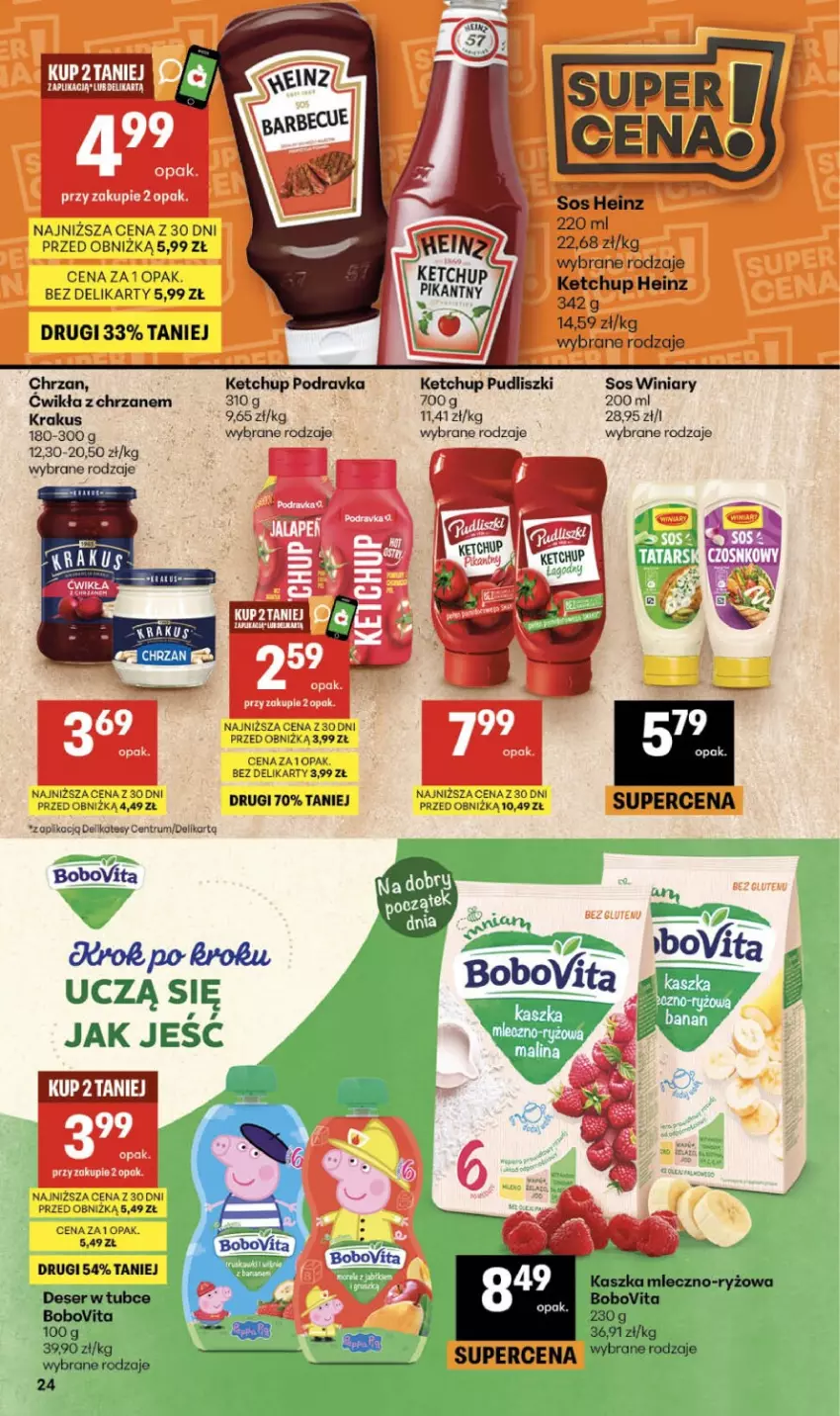 Gazetka promocyjna Delikatesy Centrum - Franczyza DC28 Czwartek - ważna 09.07 do 15.07.2026 - strona 24 - produkty: BoboVita, Chrzan, Heinz, Ketchup, Krakus, Podravka, Rum, Sos, Winiary