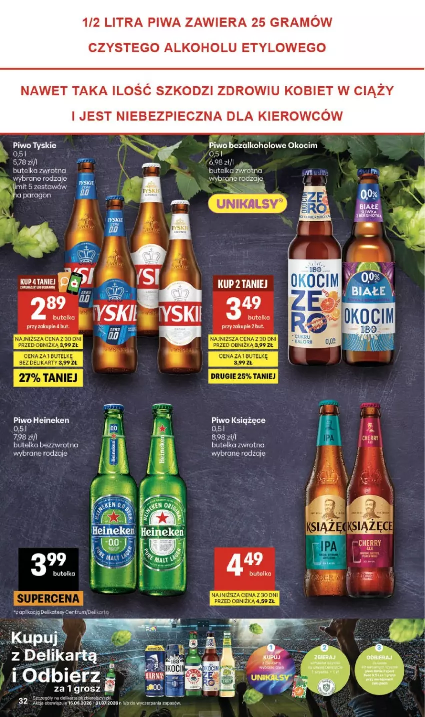 Gazetka promocyjna Delikatesy Centrum - Franczyza DC28 Czwartek - ważna 09.07 do 15.07.2026 - strona 32 - produkty: Fa, Gra, Heineken, Koc, Książęce, Okocim, Piec, Piwa, Piwo