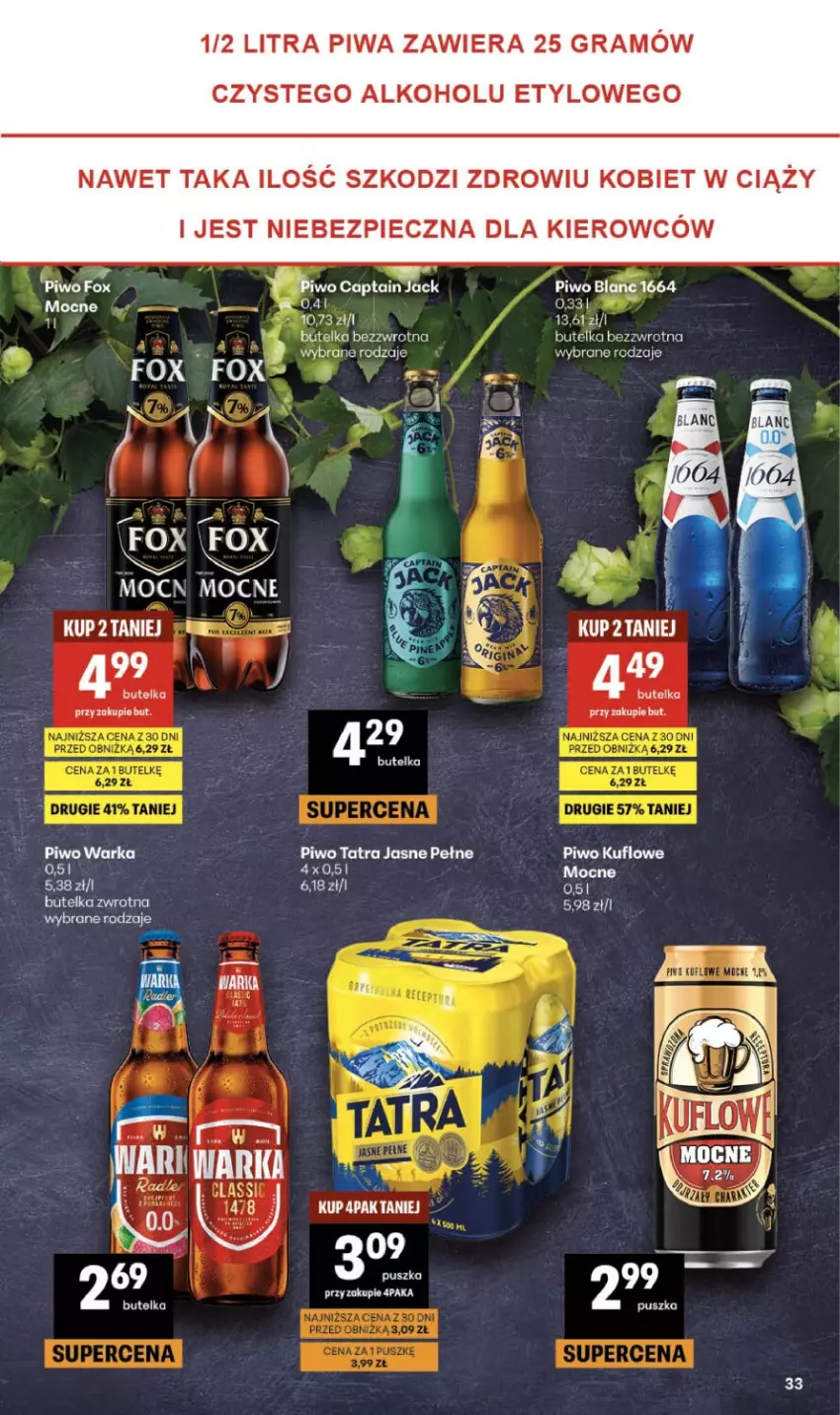 Gazetka promocyjna Delikatesy Centrum - Franczyza DC28 Czwartek - ważna 09.07 do 15.07.2026 - strona 33 - produkty: Captain Jack, Fa, Gra, Piec, Piwa, Piwo, Tatra, Warka