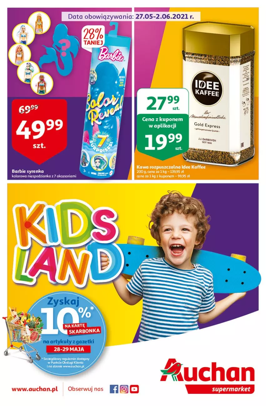 Gazetka promocyjna Auchan - Kids Land Supermarkety - ważna 27.05 do 02.06.2021 - strona 1 - produkty: Barbie, Fa, Piwa