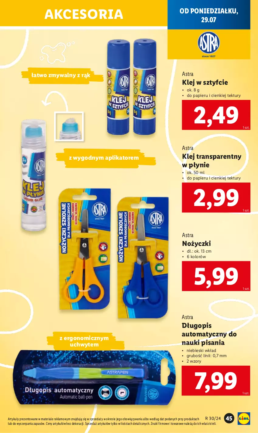 Gazetka promocyjna Lidl - KATALOG GOTOWI DO SZKOŁY - ważna 22.07 do 31.08.2024 - strona 47 - produkty: Długopis, Klej, Noż, Nożyczki, Papier, Tran