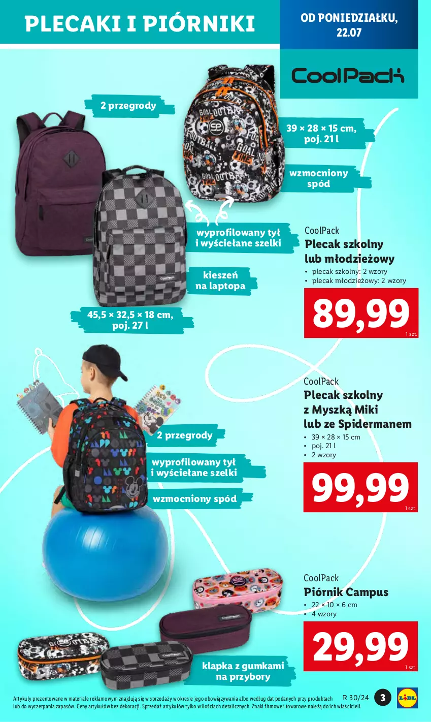 Gazetka promocyjna Lidl - KATALOG GOTOWI DO SZKOŁY - ważna 22.07 do 31.08.2024 - strona 5 - produkty: Mysz, Piórnik, Plecak, Spiderman, Top