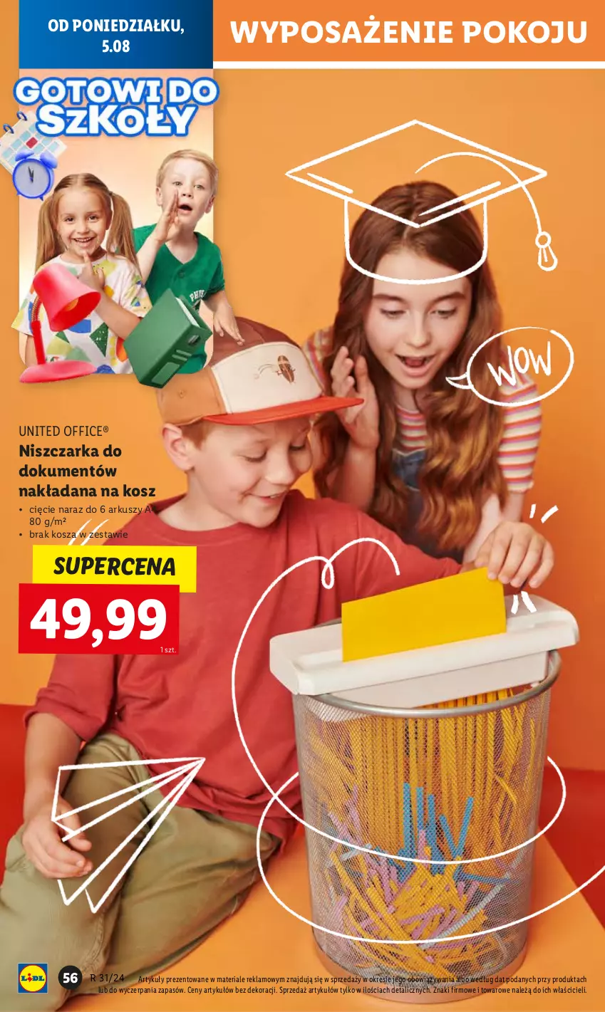 Gazetka promocyjna Lidl - KATALOG GOTOWI DO SZKOŁY - ważna 22.07 do 31.08.2024 - strona 58 - produkty: Kosz, Niszczarka