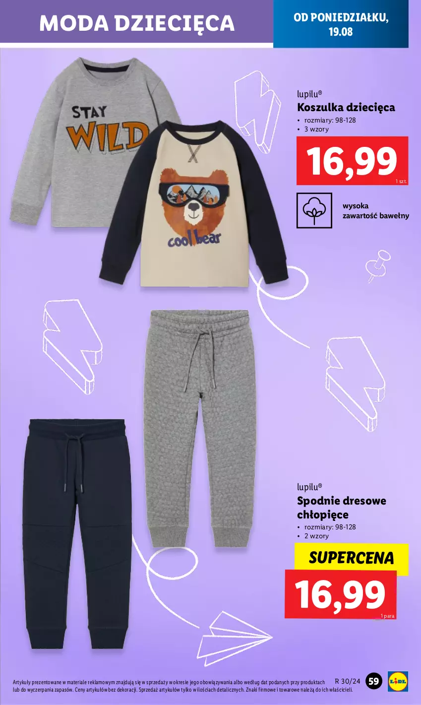 Gazetka promocyjna Lidl - KATALOG GOTOWI DO SZKOŁY - ważna 22.07 do 31.08.2024 - strona 61 - produkty: Dres, Dzieci, Kosz, Koszulka, Moda, Sok, Spodnie, Spodnie dresowe