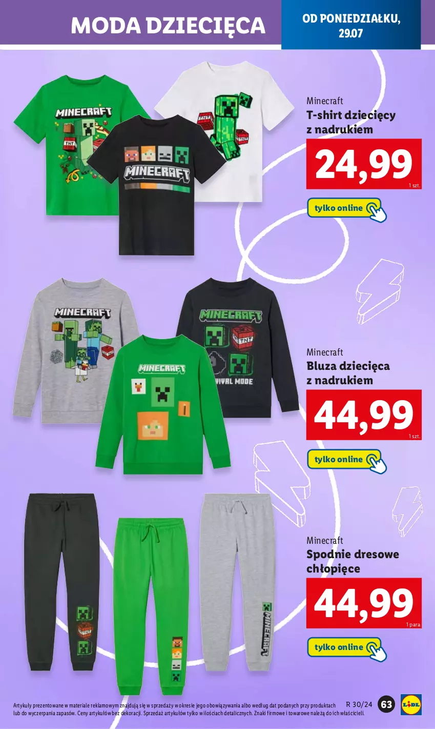 Gazetka promocyjna Lidl - KATALOG GOTOWI DO SZKOŁY - ważna 22.07 do 31.08.2024 - strona 65 - produkty: Bluza, Dres, Dzieci, Minecraft, Moda, Spodnie, Spodnie dresowe, T-shirt