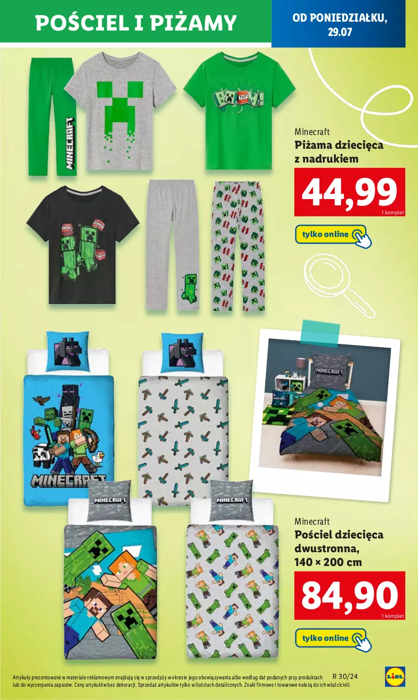 Gazetka promocyjna Lidl - KATALOG GOTOWI DO SZKOŁY - ważna 22.07 do 31.08.2024 - strona 67 - produkty: Dzieci, Minecraft, Piżama, Pościel