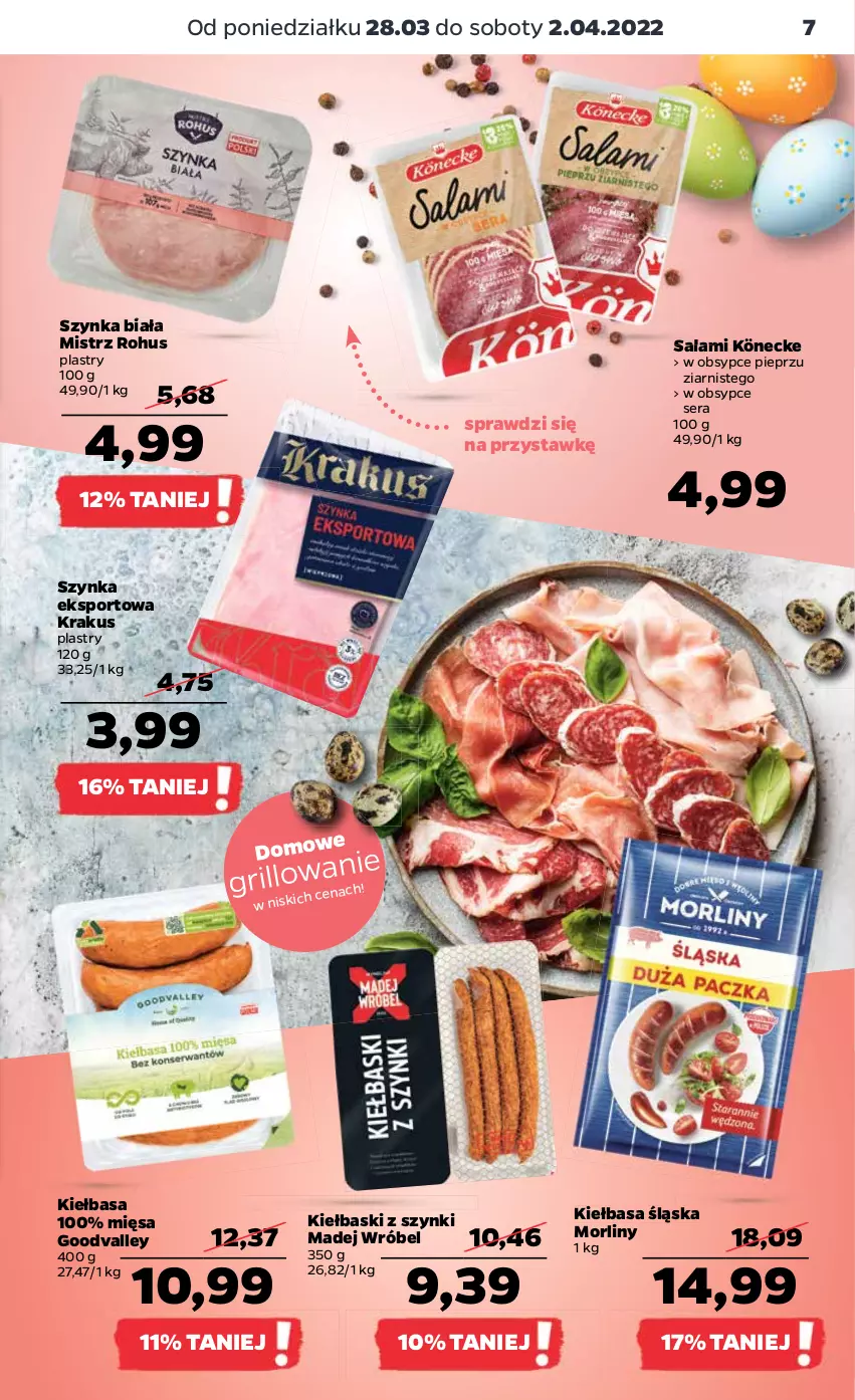 Gazetka promocyjna Netto - Gazetka spożywcza - ważna 28.03 do 02.04.2022 - strona 7 - produkty: Kiełbasa, Kiełbasa śląska, Krakus, Madej Wróbel, Morliny, Pieprz, Por, Salami, Ser, Sok, Sport, Szynka, Szynka biała