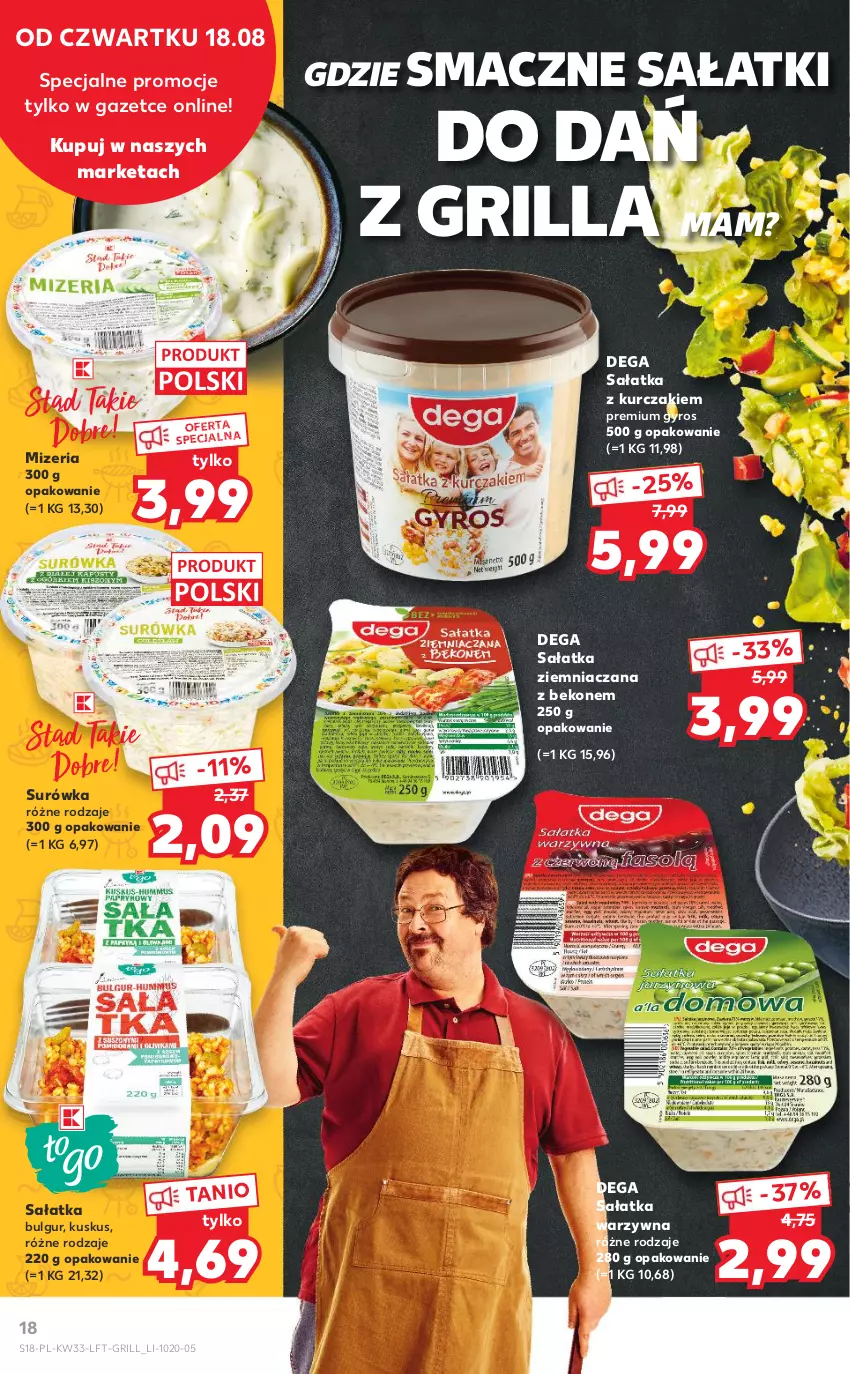 Gazetka promocyjna Kaufland - OFERTA TYGODNIA - ważna 18.08 do 24.08.2022 - strona 18 - produkty: Beko, Bulgur, Dega, Grill, Gyros, Kurczak, Kuskus, LG, Sałat, Sałatka, Sałatka warzywna, Surówka