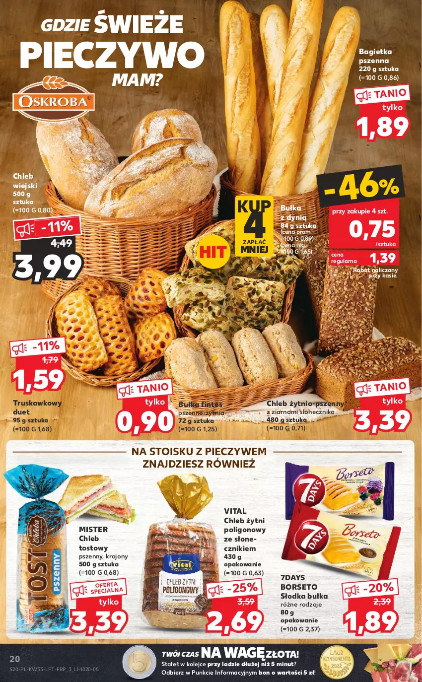 Gazetka promocyjna Kaufland - OFERTA TYGODNIA - ważna 18.08 do 24.08.2022 - strona 20 - produkty: Bagietka, Bagietka pszenna, Bułka, Chleb, Chleb tostowy, Dynią, Olej, Piec, Pieczywo, Słodka bułka