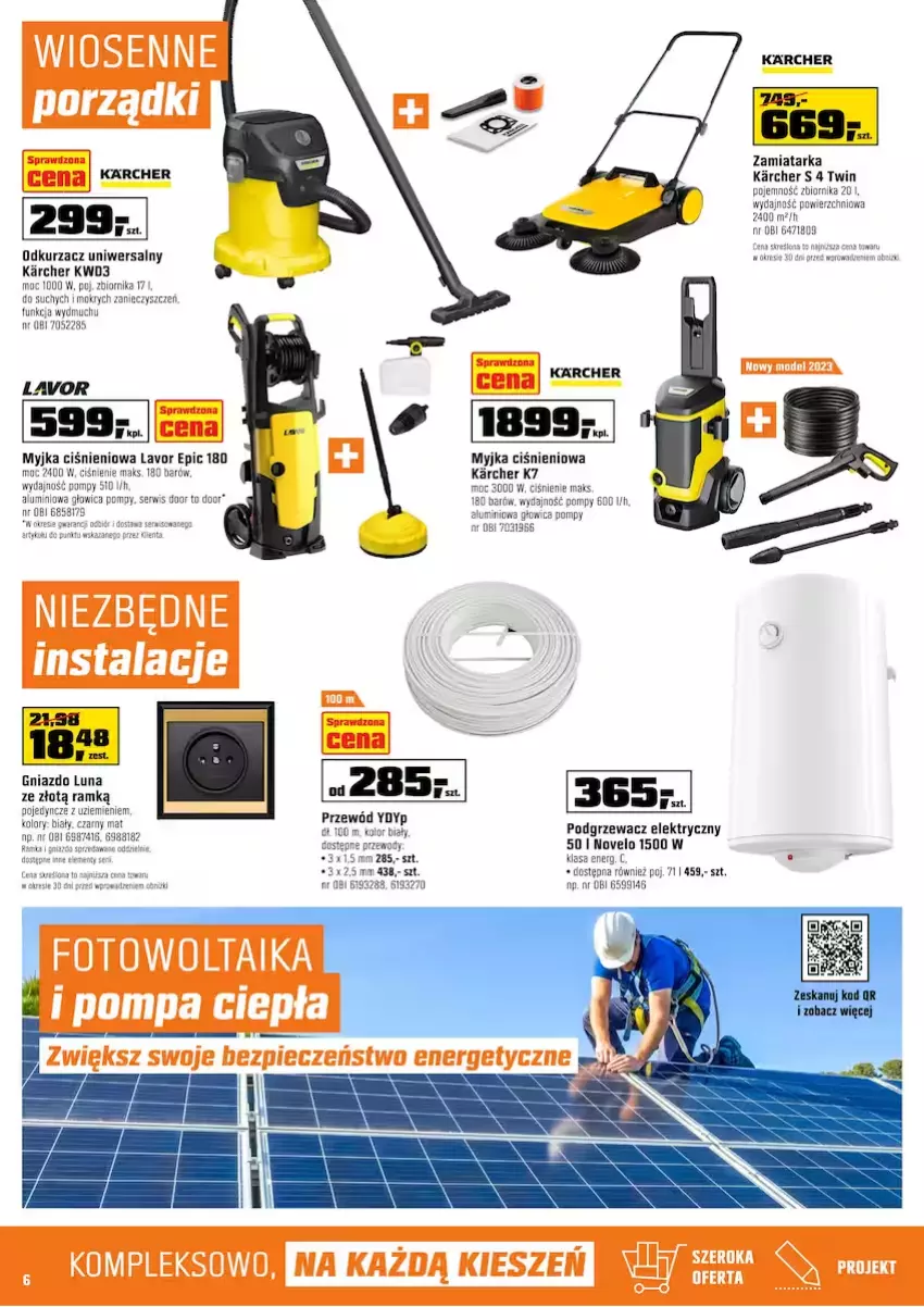 Gazetka promocyjna Obi - Gazetka OBI - ważna 12.04 do 25.04.2023 - strona 6 - produkty: Myjka ciśnieniowa, Odkurzacz, Przewód, Ser, Tarka