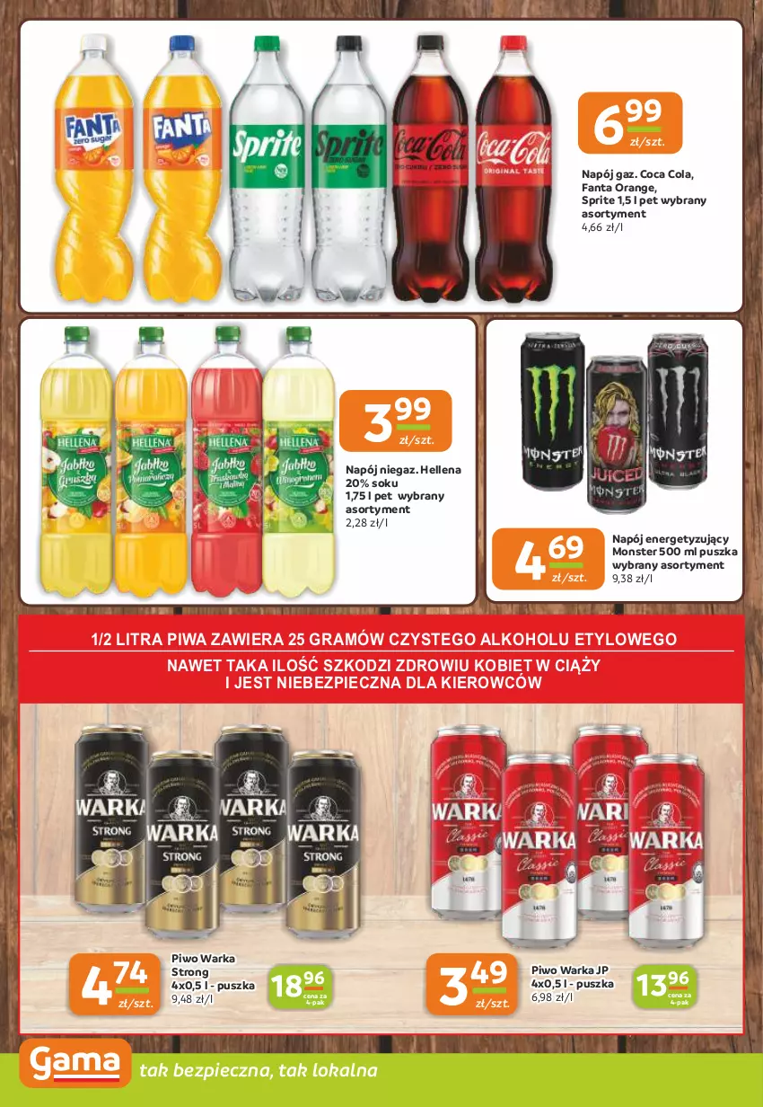 Gazetka promocyjna Gama - Gazetka Gama - ważna 30.01 do 11.02.2025 - strona 10 - produkty: Fa, Fanta, Gra, Hellena, Napój, Piec, Piwa, Piwo, Sok, Sprite, Warka