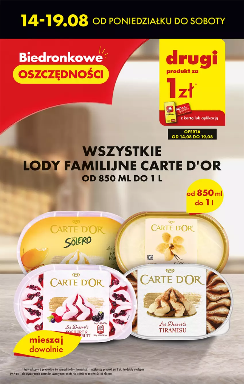 Gazetka promocyjna Biedronka - Od czwartku - ważna 17.08 do 23.08.2023 - strona 12 - produkty: Carte d'Or, Fa, Lody, Rama