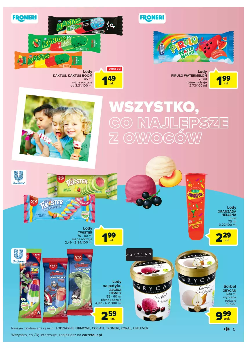 Gazetka promocyjna Carrefour - Gazetka Market - ważna 04.05 do 28.05.2022 - strona 5 - produkty: Algida, Disney, Gry, Hellena, Kaktus, LG, Lody, Melon, Oranżada