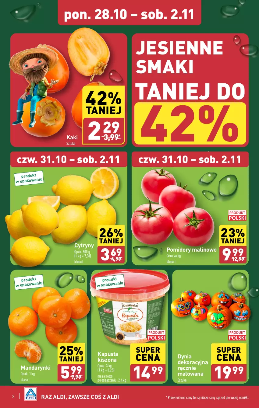 Gazetka promocyjna Aldi - Farmer ALDIK poleca świeże owoce i warzywa - ważna 28.10 do 02.11.2024 - strona 2 - produkty: Cytryny, Kaki, Mandarynki, Pomidory