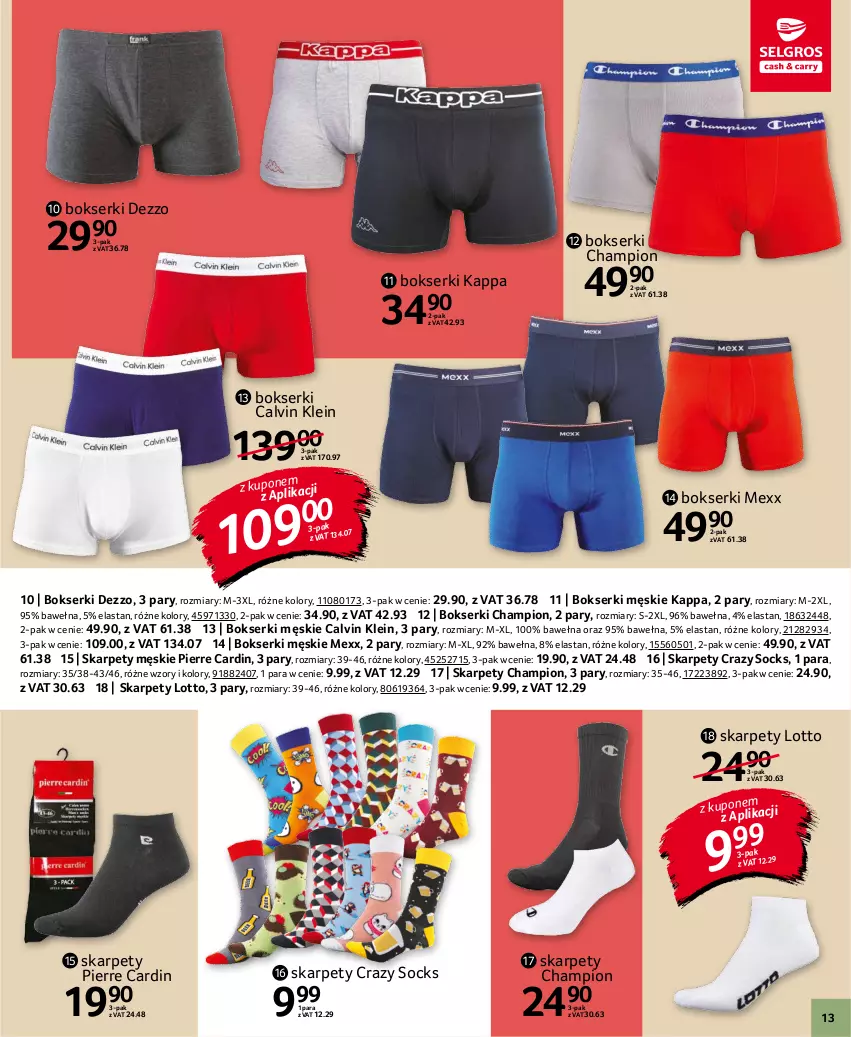 Gazetka promocyjna Selgros - Katalog Tekstylia - ważna 16.09 do 29.09.2021 - strona 13 - produkty: Bokserki, Calvin Klein, Karp, Mexx, Pierre Cardin, Ser, Wełna