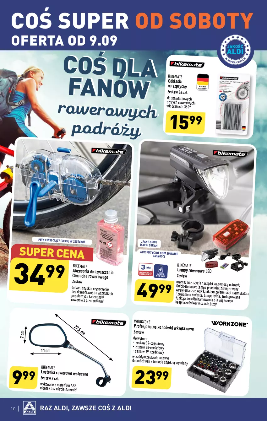 Gazetka promocyjna Aldi - Artykuły przemysłowe i tekstylia - ważna 06.09 do 09.09.2023 - strona 10 - produkty: Akumulator, Bateria, Fa, Lampa, Piec, Rower, Wkręt