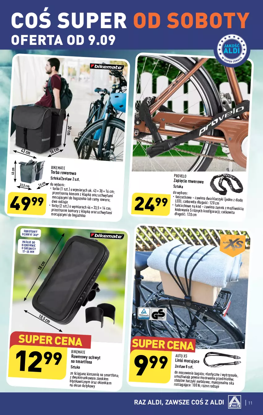 Gazetka promocyjna Aldi - Artykuły przemysłowe i tekstylia - ważna 06.09 do 09.09.2023 - strona 11 - produkty: Haczyk, O Bag, Rower, Smartfon, Torba