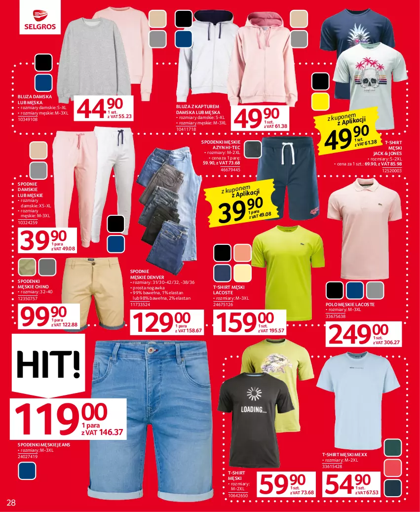 Gazetka promocyjna Selgros - Oferta przemysłowa - ważna 15.06 do 28.06.2023 - strona 28 - produkty: Bluza, Bluza z kapturem, Hi-Tec, Lacoste, Mexx, Spodnie, T-shirt, Wełna