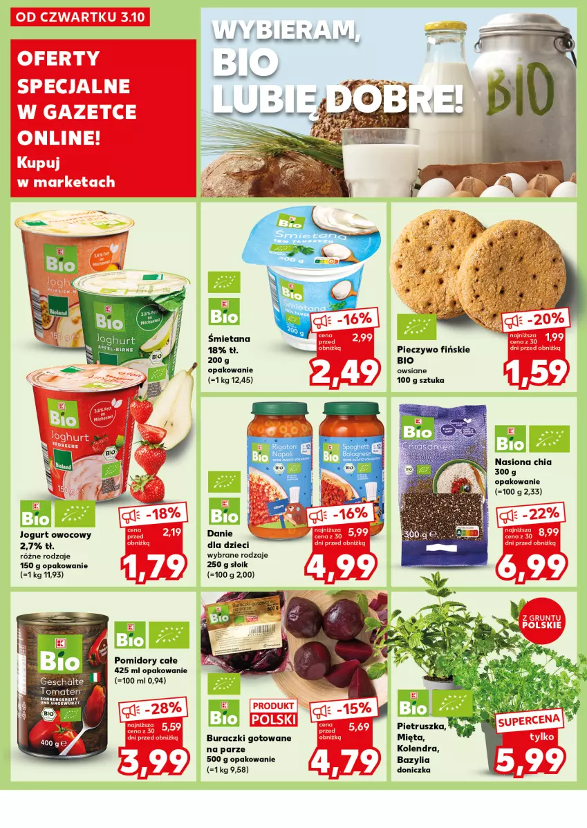 Gazetka promocyjna Kaufland - Kaufland - ważna 07.10 do 09.10.2024 - strona 28 - produkty: Bazyl, Bazylia, Buraczki, Chia, Dzieci, Jogurt, Jogurt owocowy, Kolendra, Mięta, Piec, Pieczywo, Pietruszka, Pomidory, Spaghetti